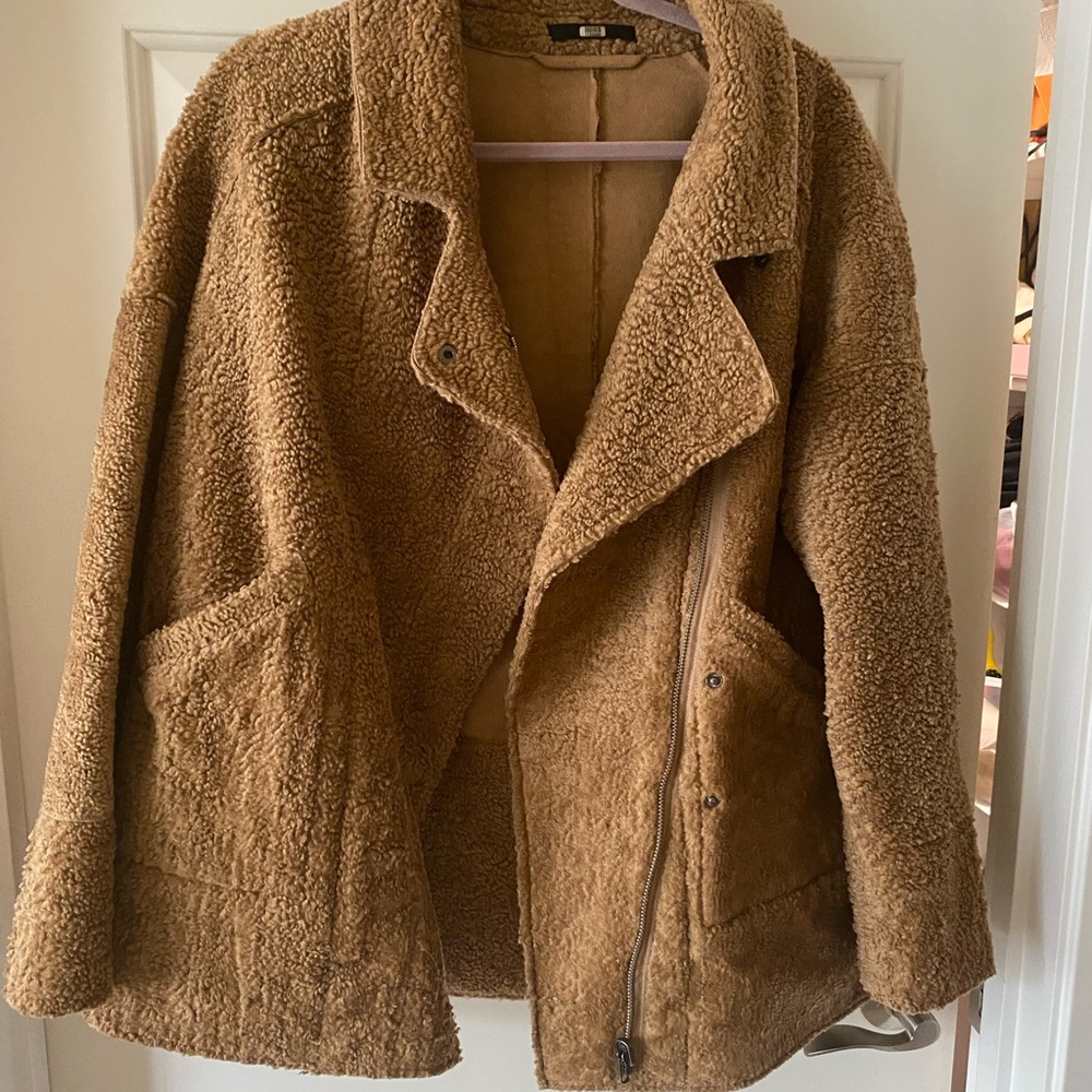 Suede lined teddy coat